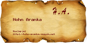Hohn Aranka névjegykártya